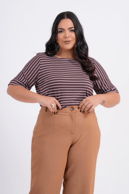 BLUSA PLUS SIZE FEMININO MANGA 3/4 MALBEC