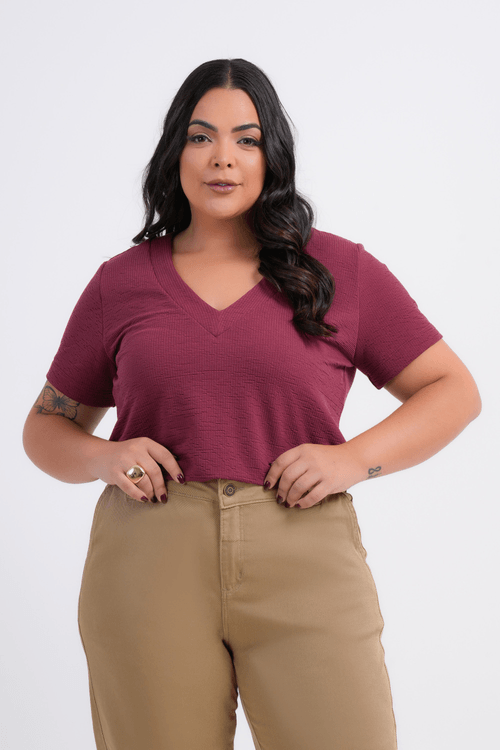 BLUSA PLUS SIZE FEMININO MANGA CURTA AMELIE