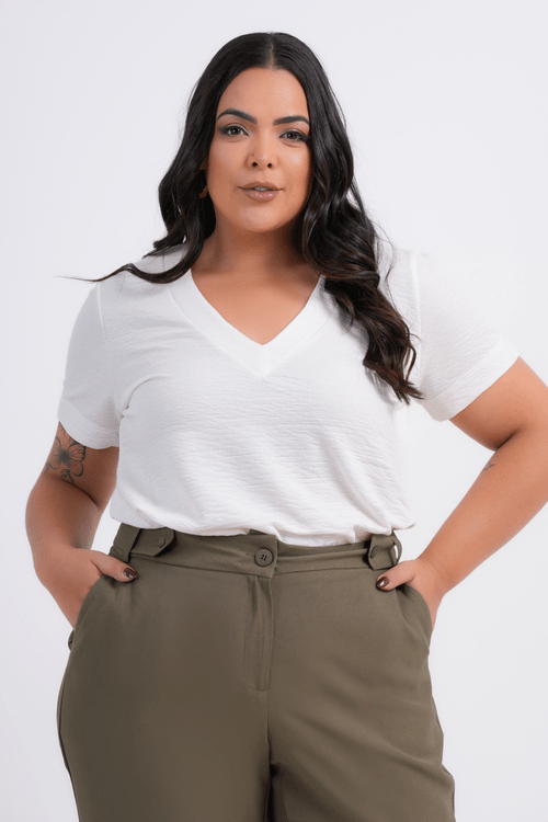 BLUSA PLUS SIZE FEMININO MANGA CURTA AMELIE