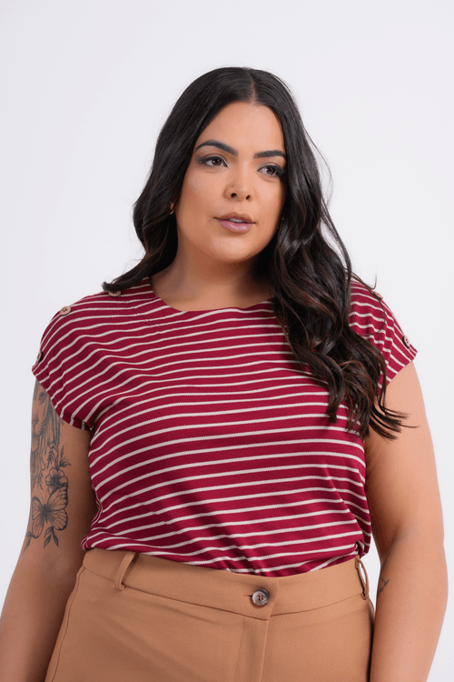 BLUSA PLUS SIZE FEMININO MANGA CURTA ZOE
