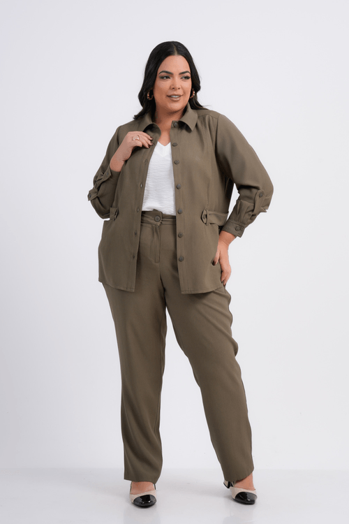 CALÇA PLUS SIZE FEMININO RETA ALFAIATARIA CONCÓRDIA