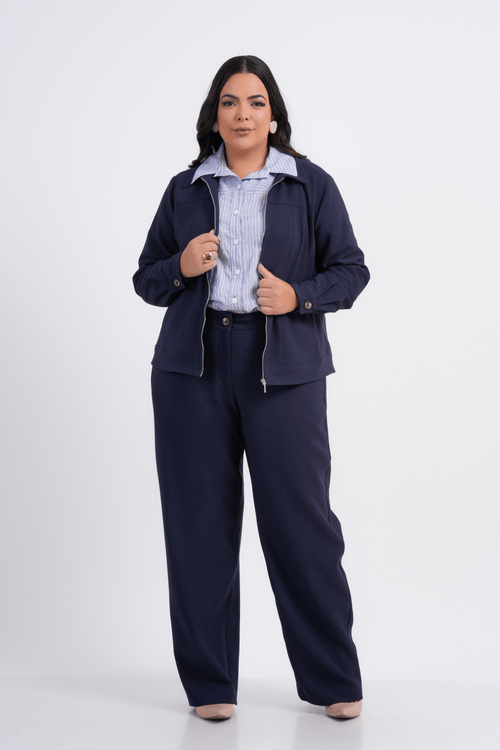 JAQUETA PLUS SIZE FEMININO MANGA LONGA ALFAIATARIA ABRIGO