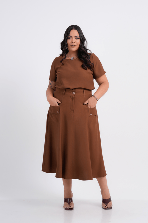 BLUSA PLUS SIZE FEMININO MANGA CURTA ALFAIATARIA PETRÓPOLIS