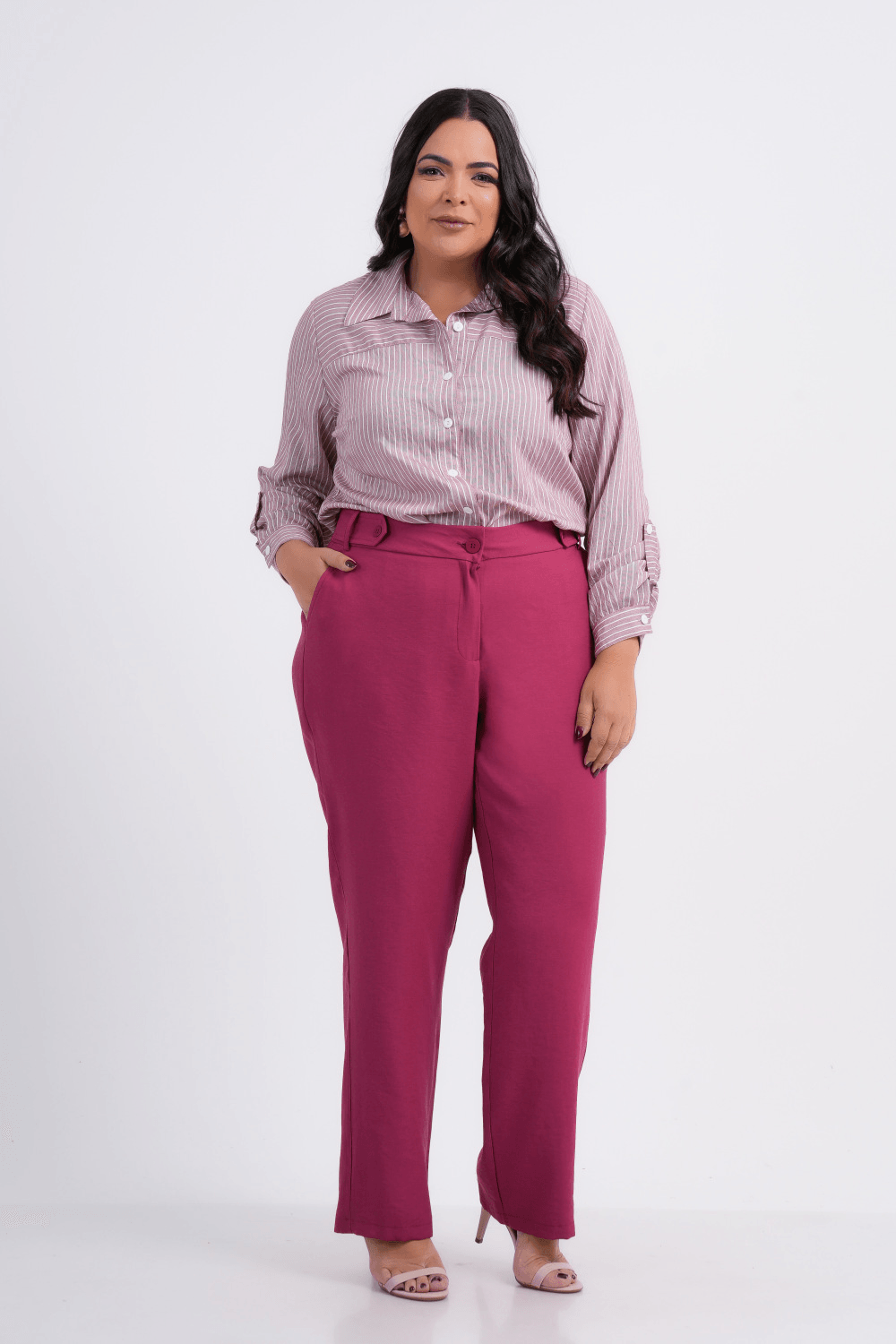 CAMISÃO PLUS SIZE FEMININO MANGA LONGA LISTRADO REPOUSO
