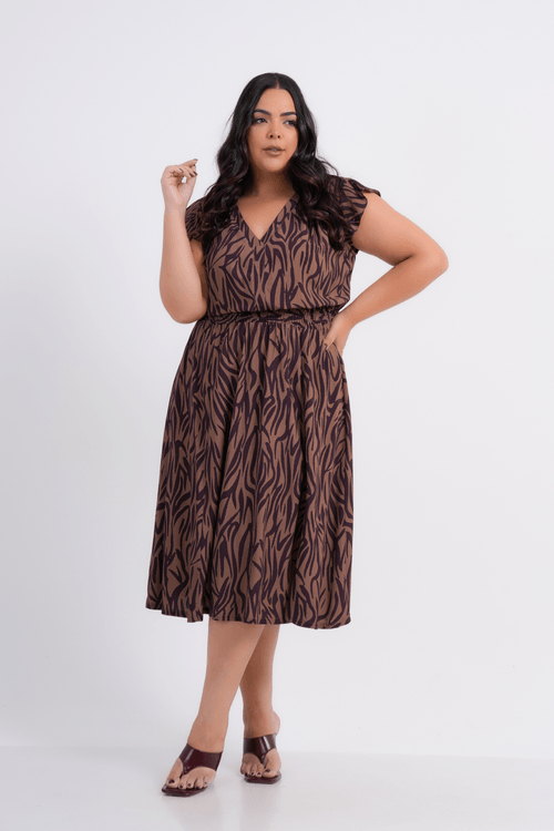 VESTIDO PLUS SIZE FEMININO MIDI SELVAGEM