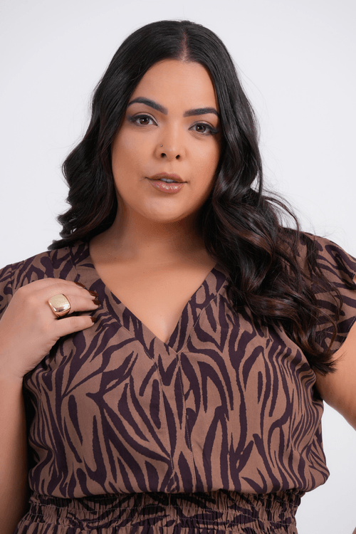 VESTIDO PLUS SIZE FEMININO MIDI SELVAGEM