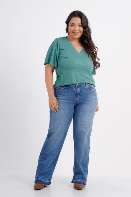 BLUSA PLUS SIZE FEMININO MANGA CURTA SELENE