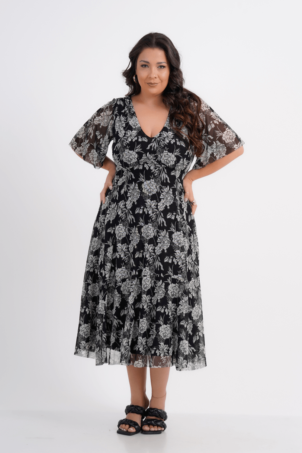 VESTIDO PLUS SIZE FEMININO MIDI TULE DERIVA