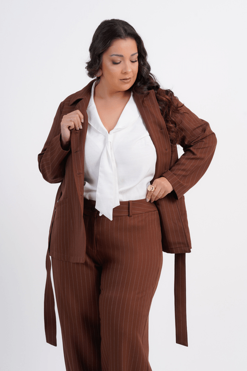 JAQUETA PLUS SIZE FEMININO MANGA LONGA ALFAIATARIA LEEDS