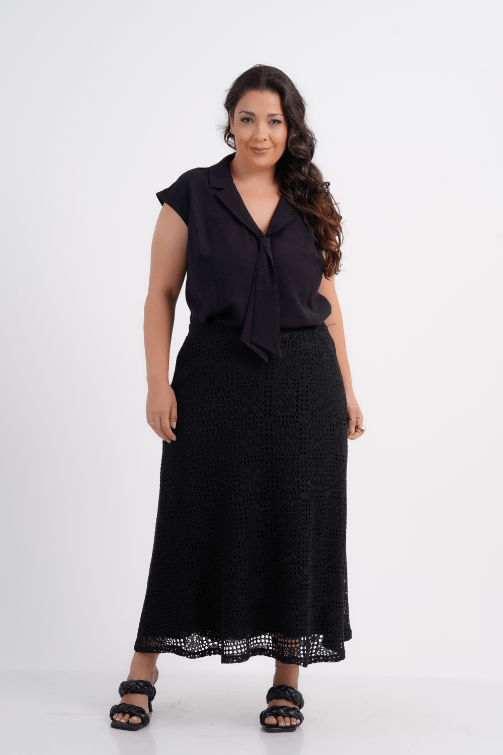 BLUSA PLUS SIZE FEMININO MANGA CURTA ALFAIATARIA LACET