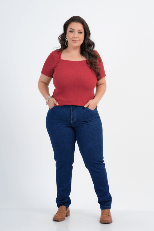 BLUSA PLUS SIZE FEMININO MANGA CURTA CANELA
