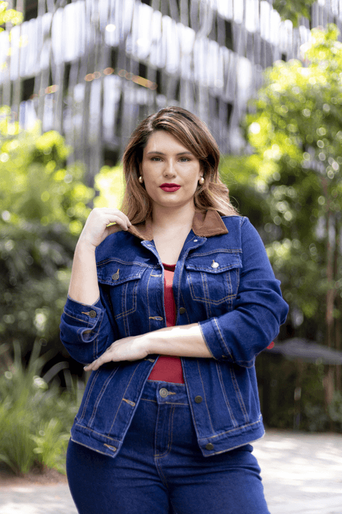 JAQUETA PLUS SIZE FEMININO MANGA LONGA JEANS DANÚBIO