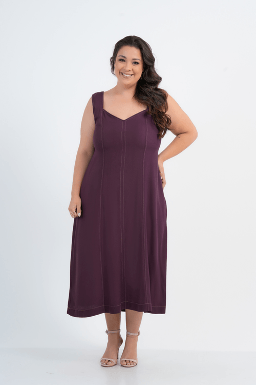 VESTIDO PLUS SIZE FEMININO MIDI HIBISCO