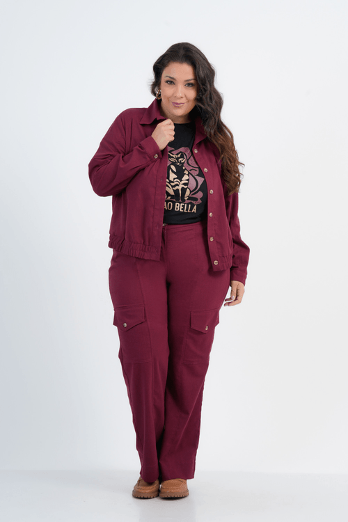 JAQUETA PLUS SIZE FEMININO MANGA LONGA LINHO INTUIÇÃO