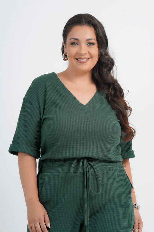 BLUSA PLUS SIZE FEMININO MANGA CURTA ANDREA