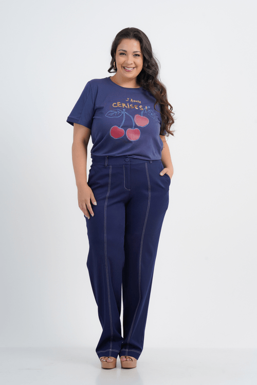 BLUSA PLUS SIZE FEMININO MANGA CURTA CERISES