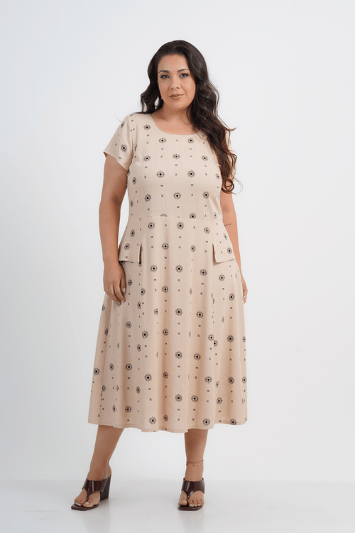 VESTIDO PLUS SIZE FEMININO MIDI LINHO ASTROS