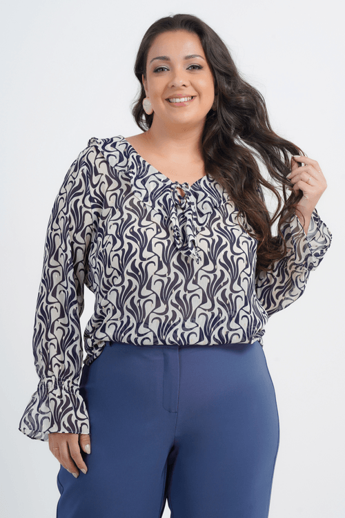 BLUSA PLUS SIZE FEMININO MANGA LONGA KIRA