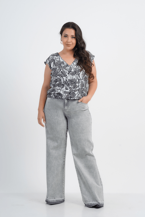 BLUSA PLUS SIZE FEMININO MANGA CURTA LOUISE