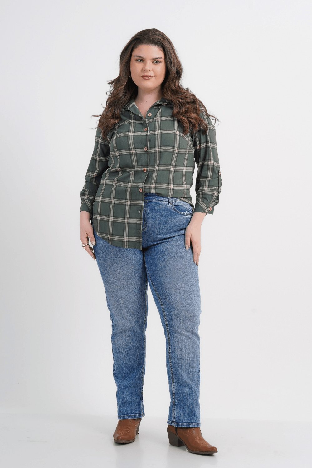 CAMISÃO FEMININO MANGA LONGA XADREZ JOSEFA