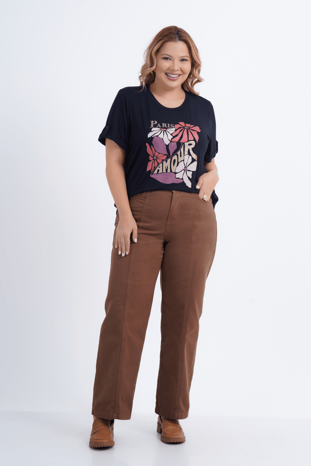 BLUSA PLUS SIZE FEMININO MANGA CURTA PARIS