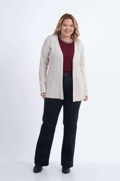 CARDIGÃ TRICOT PLUS SIZE FEMININO MANGA LONGA ÁRTICO