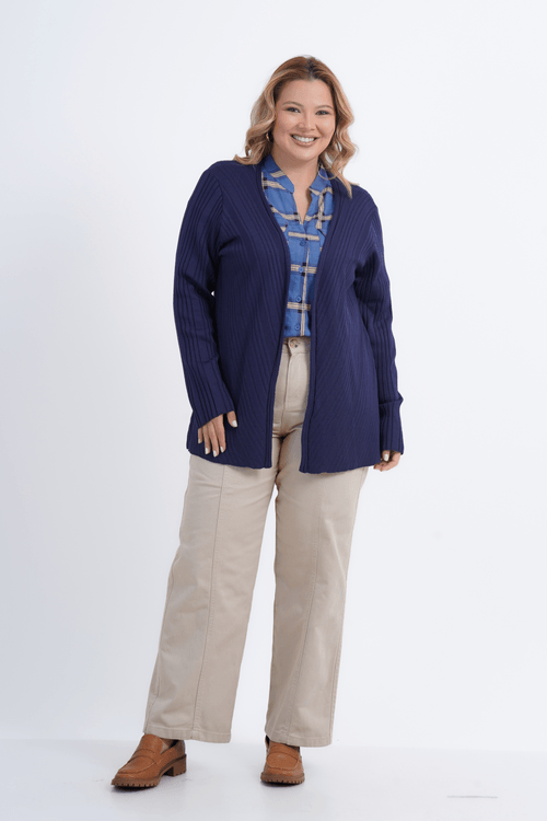 CARDIGÃ TRICOT PLUS SIZE FEMININO MANGA LONGA ÁRTICO