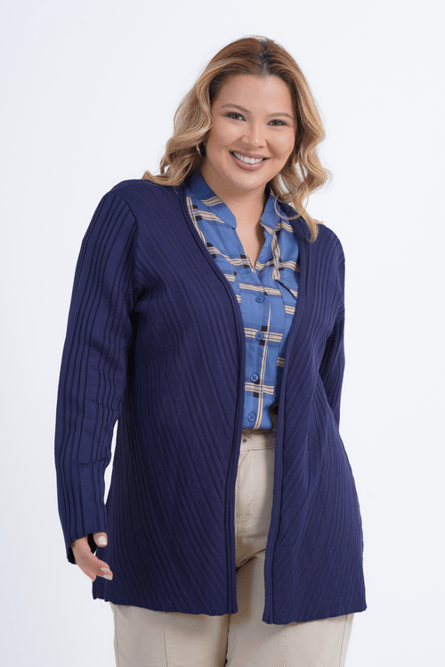 CARDIGÃ TRICOT PLUS SIZE FEMININO MANGA LONGA ÁRTICO