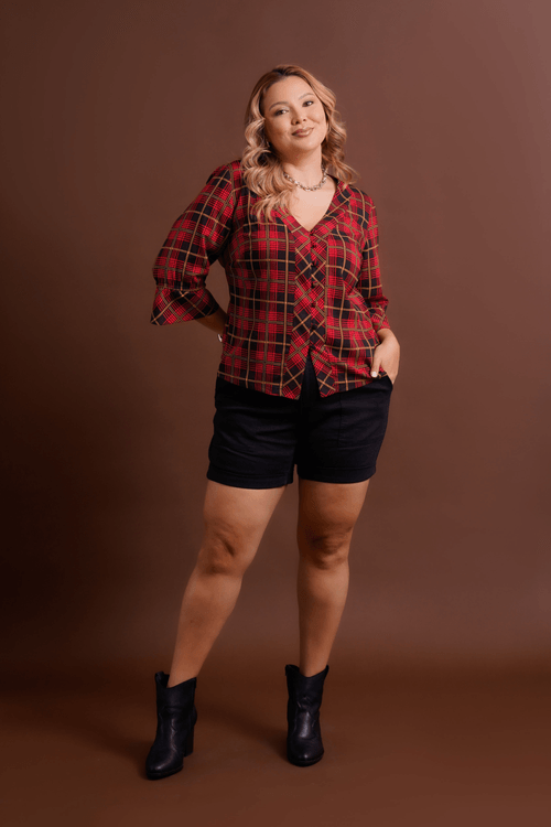 BLUSA FEMININO MANGA 3/4 XADREZ ANA