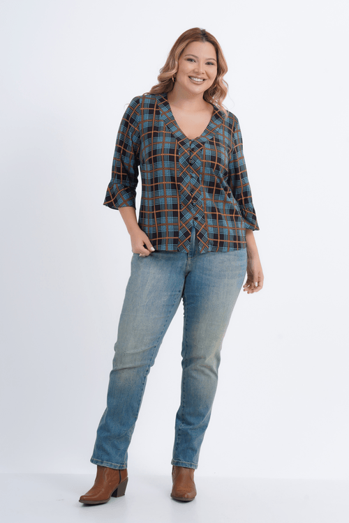 BLUSA FEMININO MANGA 3/4 XADREZ ANA