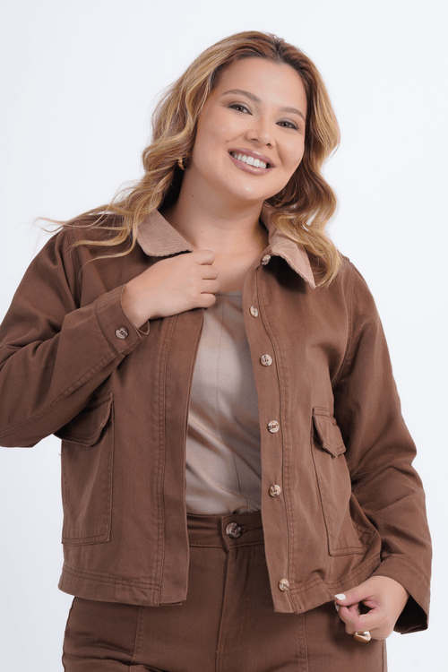 JAQUETA PLUS SIZE FEMININO MANGA LONGA SARJA ATHENAS