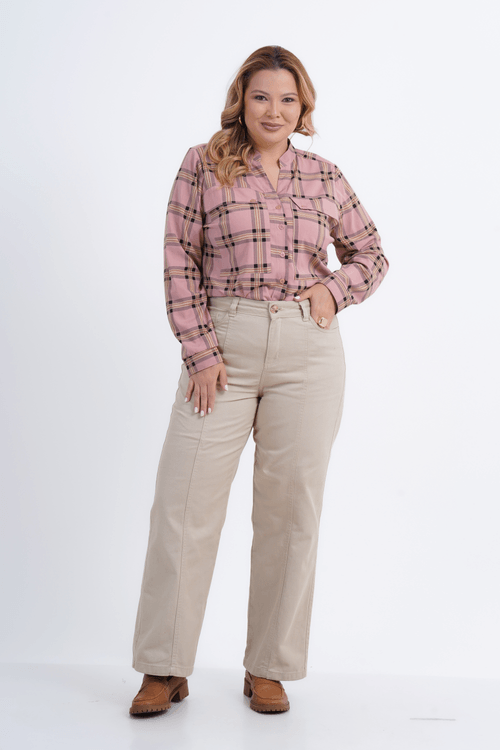 CAMISA FEMININO MANGA LONGA XADREZ LUAR