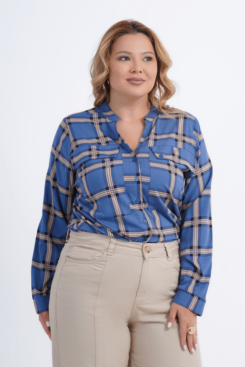 CAMISA FEMININO MANGA LONGA XADREZ LUAR