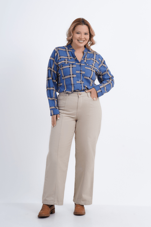 CAMISA FEMININO MANGA LONGA XADREZ LUAR