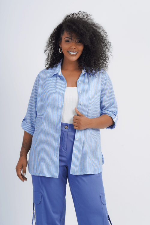 CAMISÃO FEMININO MANGA 3/4 LISTRADO BOIPEBA