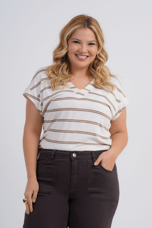 BLUSA FEMININO MANGA CURTA LISTRADO URBAN