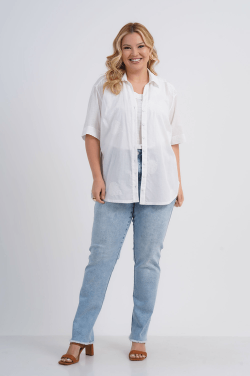 CAMISÃO FEMININO MANGA 3/4 BORDADO MARTA