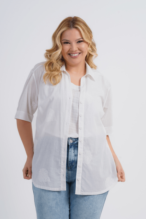 CAMISÃO FEMININO MANGA 3/4 BORDADO MARTA
