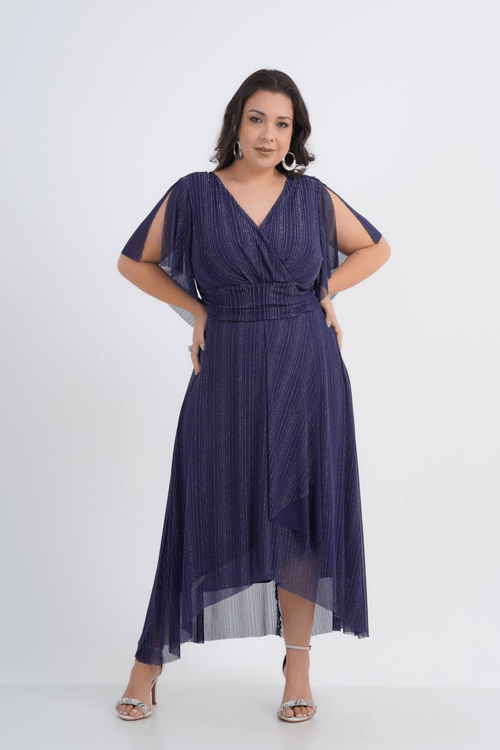 VESTIDO FEMININO MIDI TULE LURÉX LUX