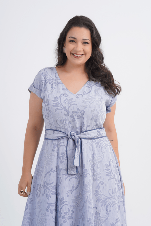 VESTIDO FEMININO MIDI TEXTURIZADO VIENA