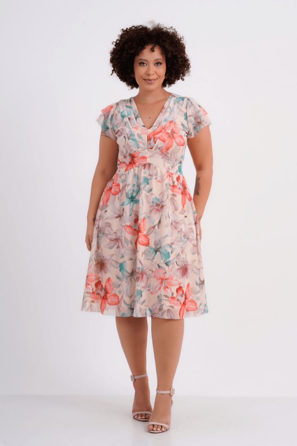 VESTIDO FEMININO MÉDIO TULE INSPIRAÇÃO