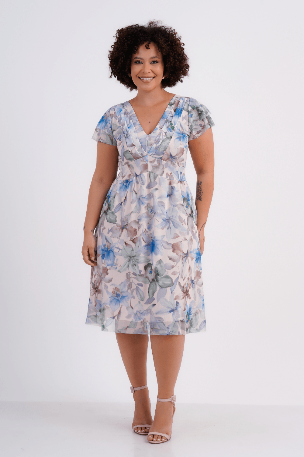 VESTIDO FEMININO MÉDIO TULE INSPIRAÇÃO