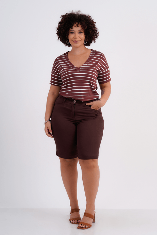 BLUSA FEMININO MANGA CURTA LISTRADO JOLIE