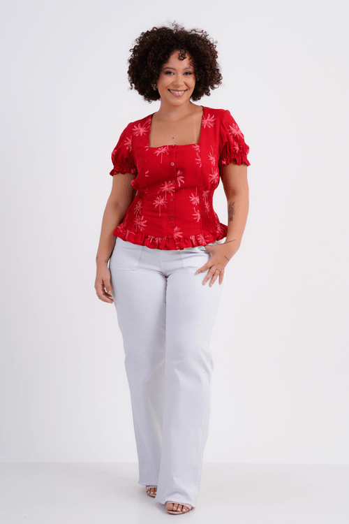 BLUSA FEMININO MANGA CURTA LINHO CAICOS