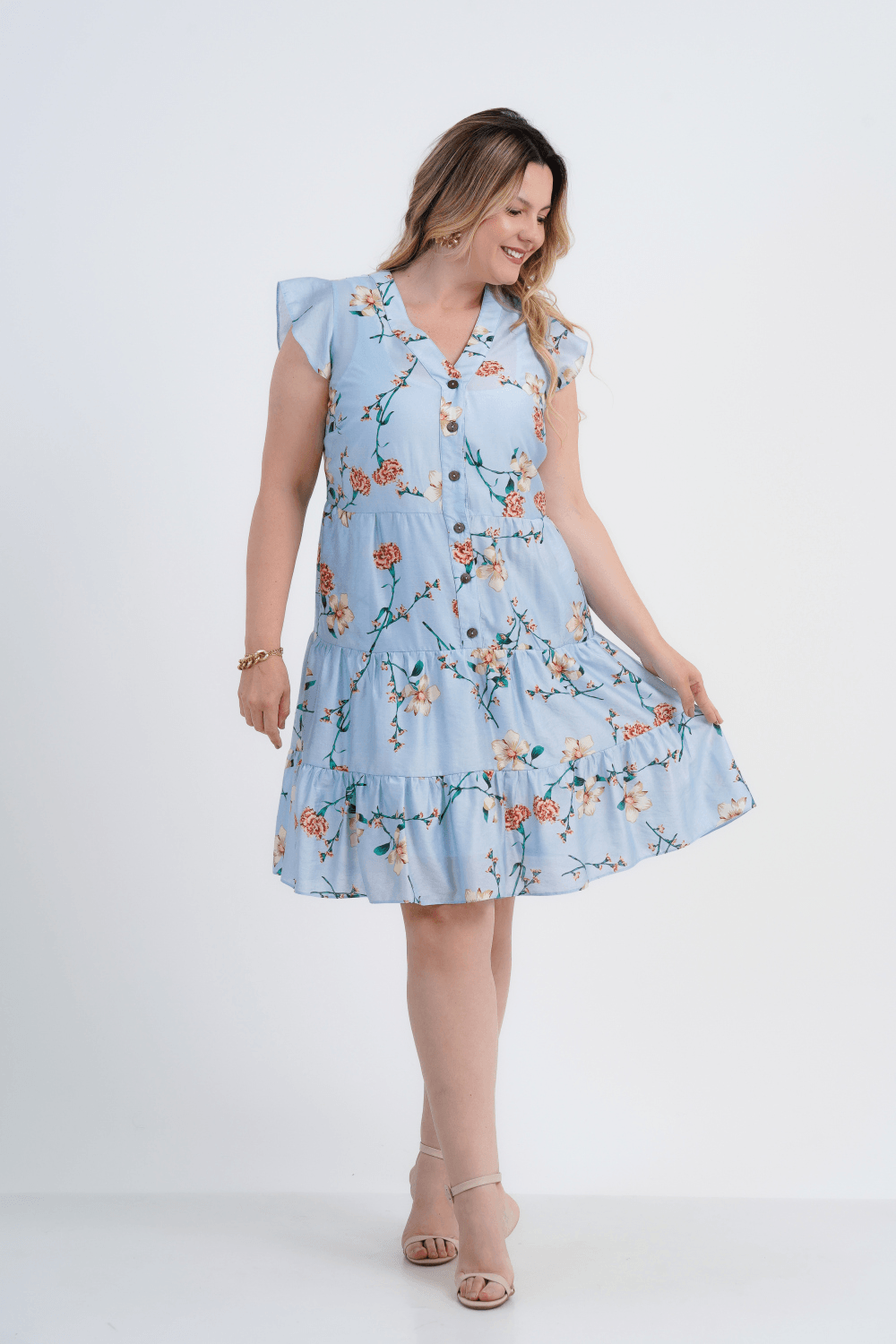 VESTIDO FEMININO MÉDIO FLORIDO AIME