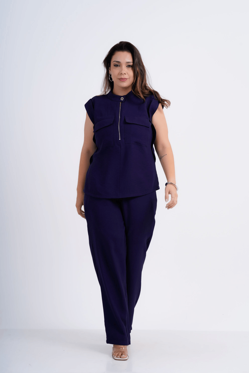 BLUSA FEMININO MANGA CURTA ALFAIATARIA ÁSTER