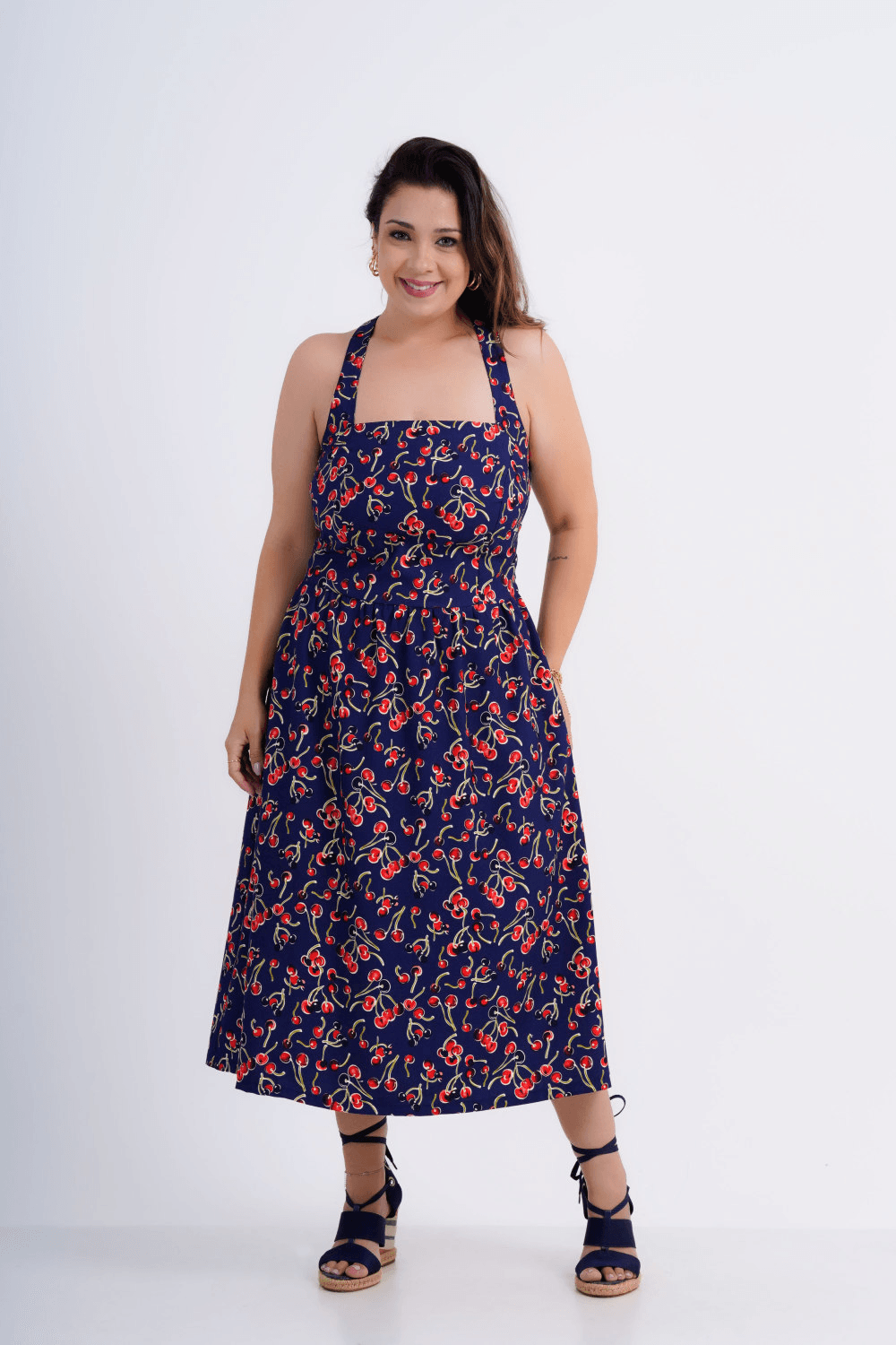VESTIDO FEMININO MIDI ALFAIATARIA MILENA