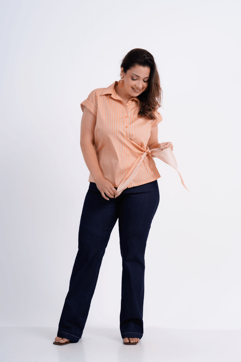 CAMISA FEMININO MANGA CURTA LISTRADO MALIBU