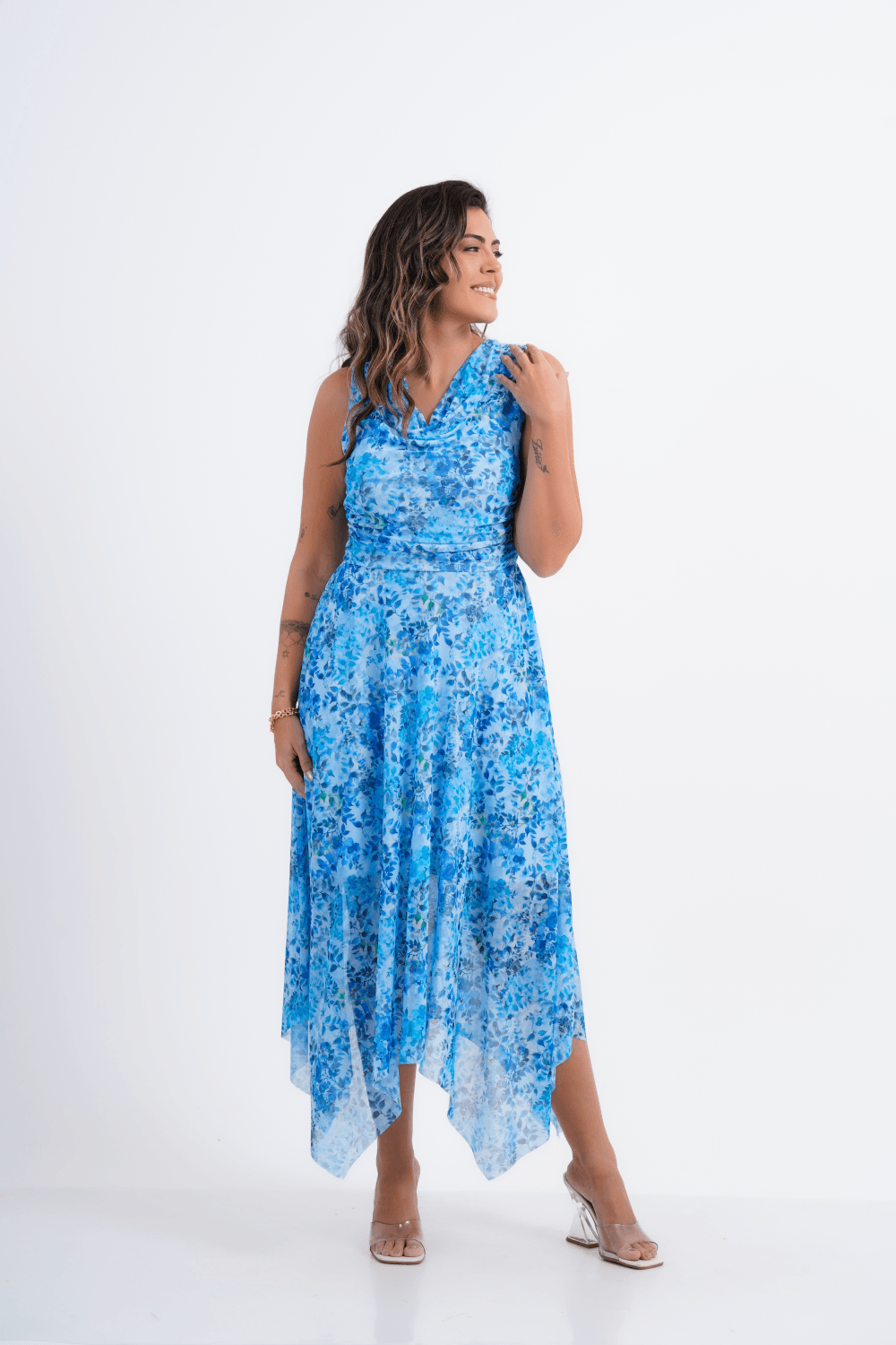 VESTIDO FEMININO MAXI TULE BLOSSOM